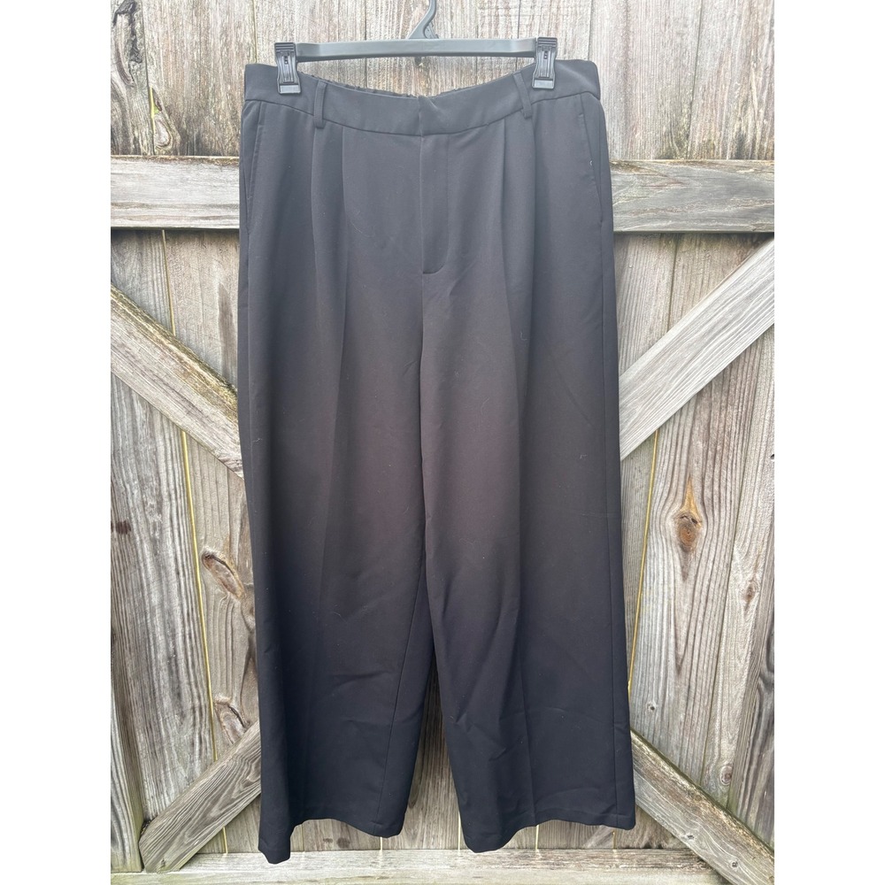 Steve Madden Womens Black Pleated Wide Leg Trouser Pants DM43408W XL NWT